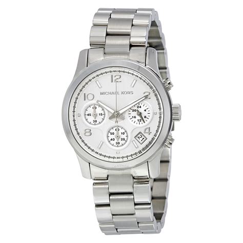 michael kors silver chronograph ladies watch mk5076|Michael Kors silver runway watch.